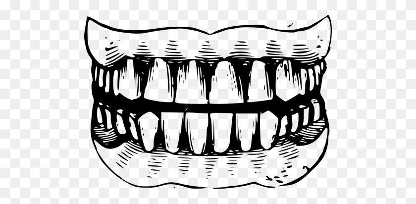 500x352 Скрежетанные Зубы Черно-Белые Векторные Иллюстрации - Зуб Черно-Белый Клипарт