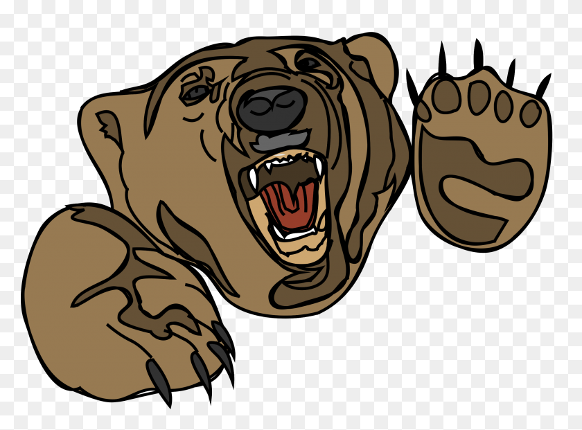 2400x1728 Grizzly Bear Clipart Growl - Bear Standing Up Clipart