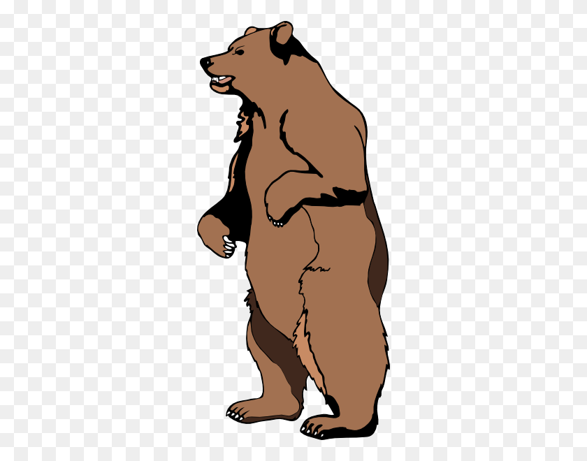 276x600 Медведь Гризли Стоя Контур Стоящий Контур Медведя Гризли - Стоящий Медведь Клипарт