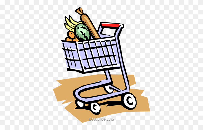 402x480 Grocery Cart Royalty Free Vector Clip Art Illustration - Shopping Basket Clipart