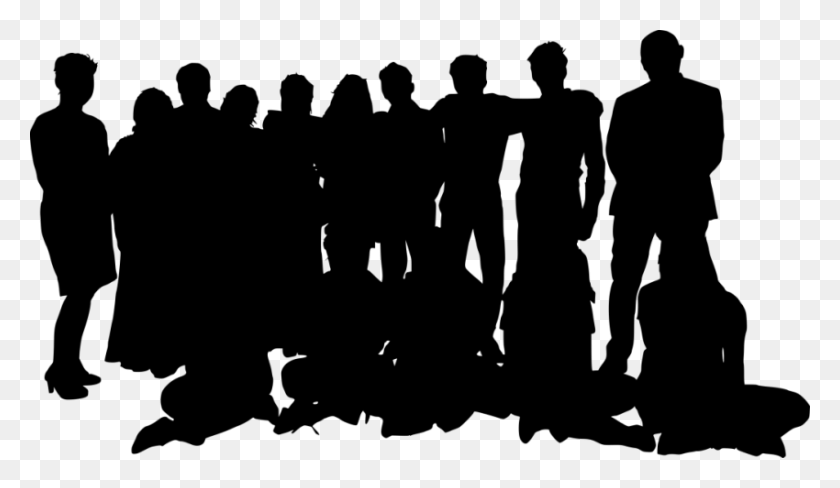 850x467 Group Photo Posing Silhouette Png - Crowd Silhouette PNG