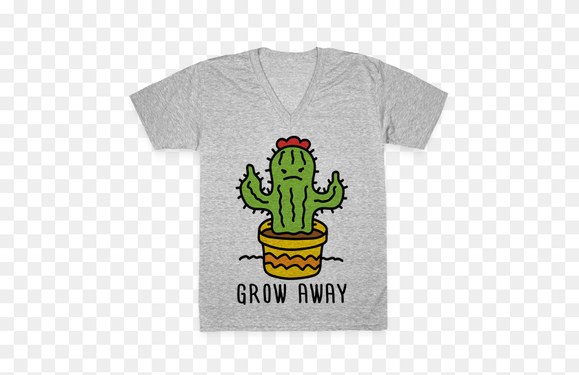 484x484 Grow Away Cactus Camiseta Con Cuello En V Lookhuman - Lindo Cactus Png