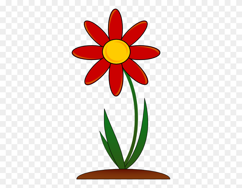 342x592 Growing Flower Clipart - Row Of Flowers Clipart