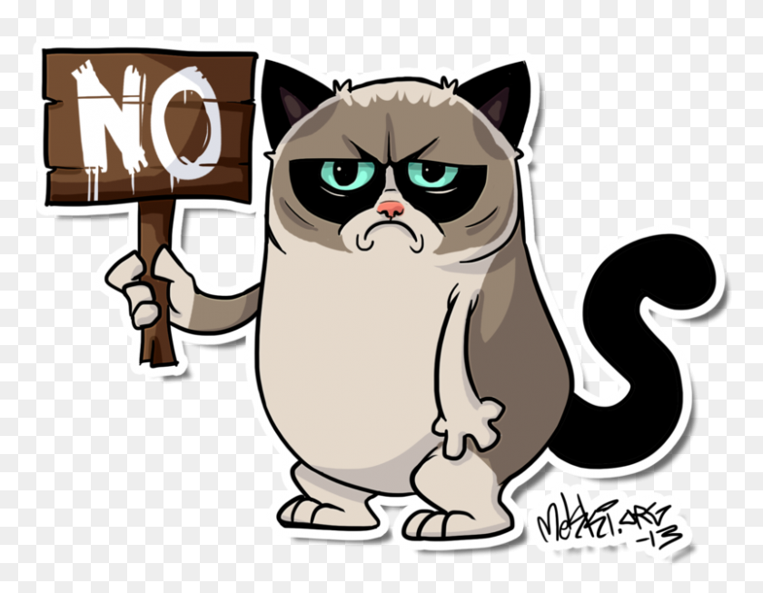 800x609 Grumpy Cat Clipart Dibujado - Crazy Cat Clipart
