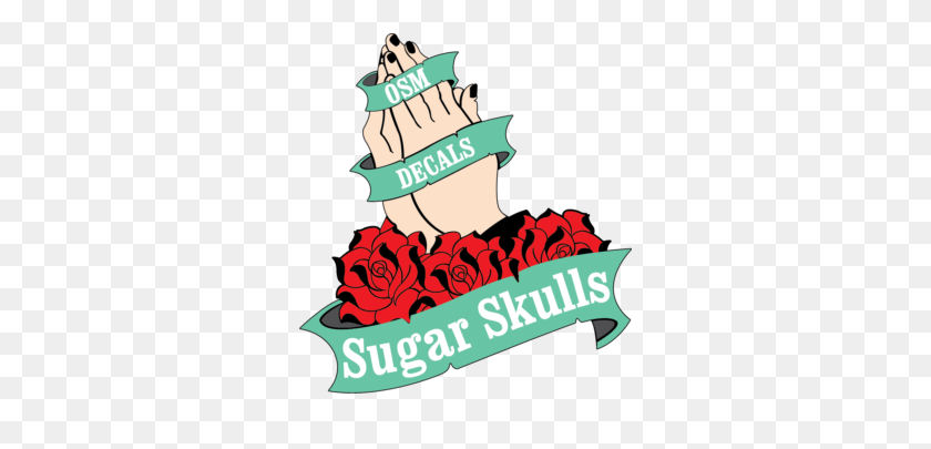 300x345 Grunge California Flag Detailed Sugar Skull Sticker Series - California Flag PNG