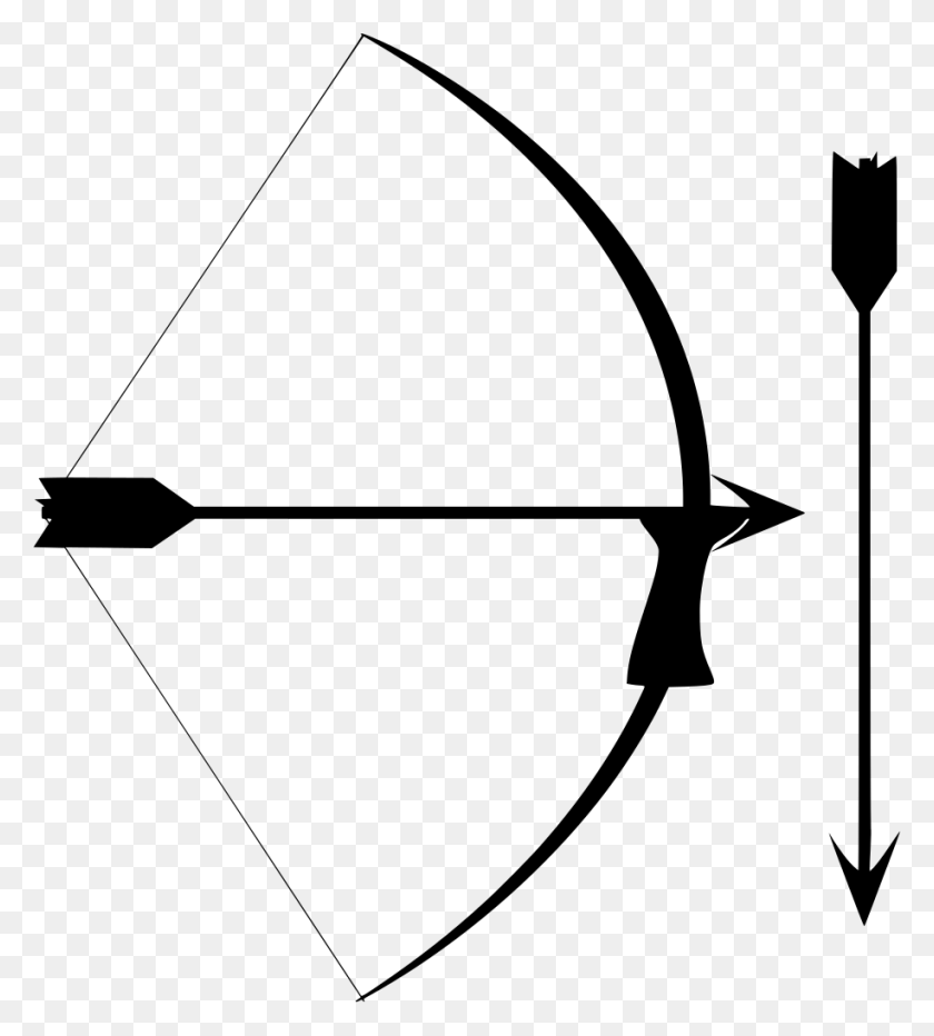 915x1024 Gt Bow Weapon Arrow - Archery Clipart Black And White