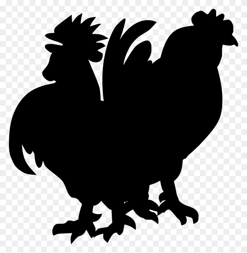 995x1024 Gt Cock Chickens Hahn Farm - Chicken Silhouette PNG