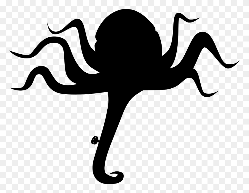 1024x776 Gt Octopus Ocean Alien Arms - Осьминог Черно-Белый Клипарт
