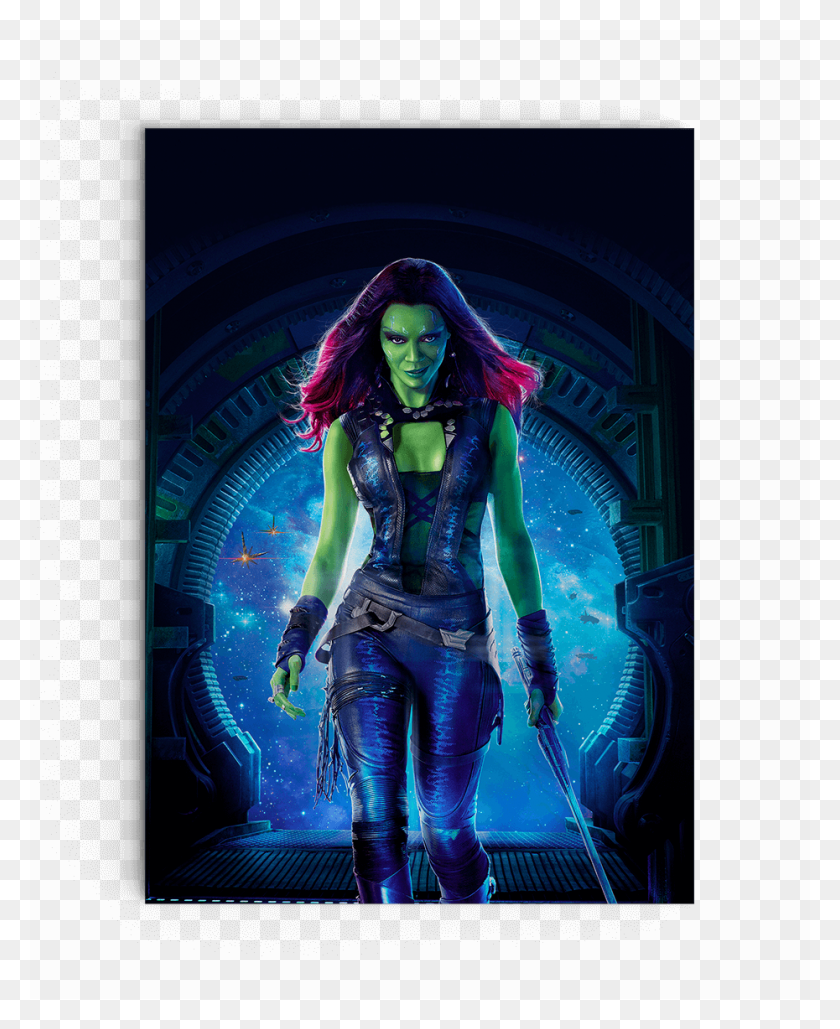 930x1156 Guardians Of The Galaxy Gamora Poster Spaceneil - Gamora PNG