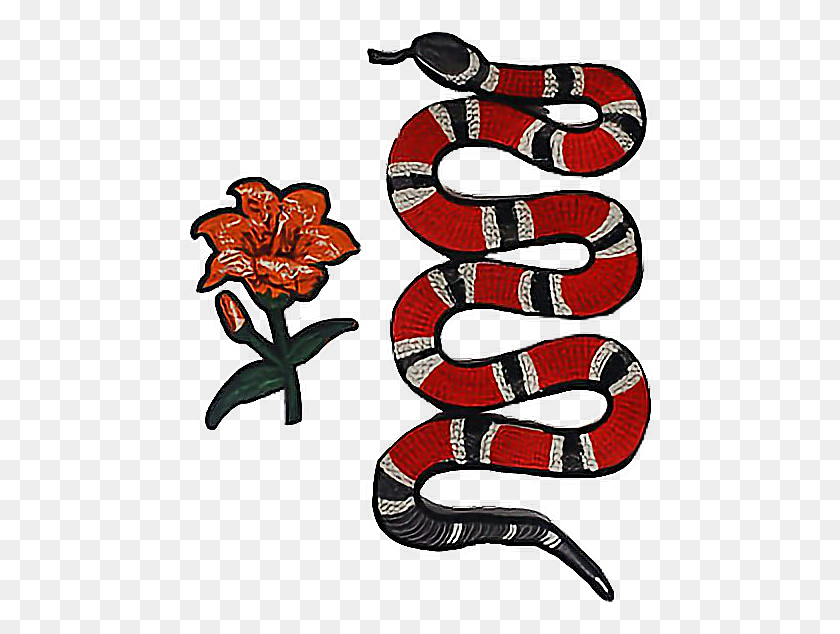 468x574 Gucci Ricegum Clout Cloutgang Snake Rose Flower Patch - Ricegum PNG