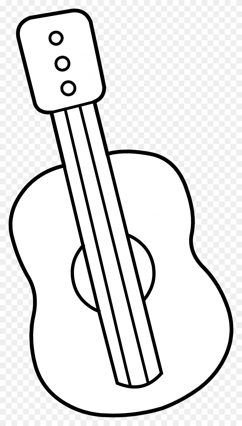 2632x4794 Guitar - Coloring Clipart Black And White