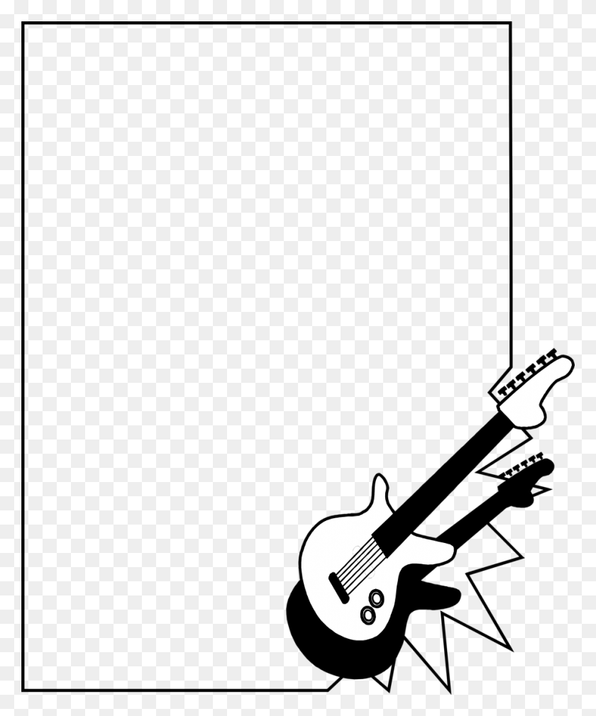 958x1167 Guitar Border Cliparts - Acoustic Guitar Clipart Black And White