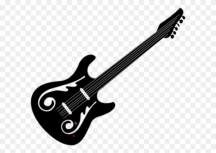 600x535 Guitar Clip Art Black And White - Acoustic Guitar Clipart Black And White