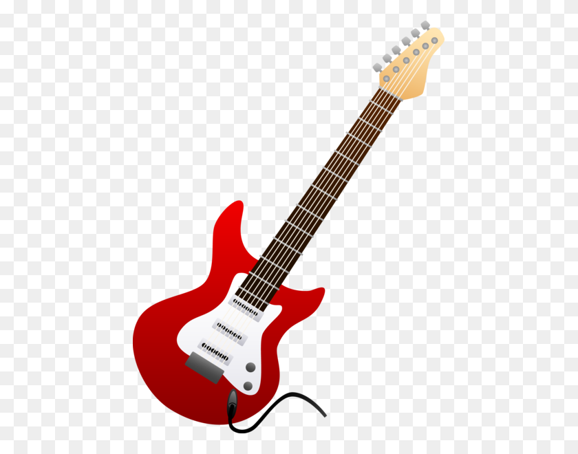 453x600 Guitar Clipart Red Bass - Rock N Roll Clipart