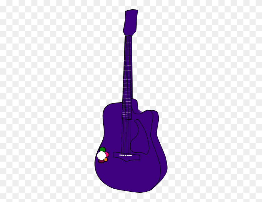 234x590 Guitarra Flor Azul Clipart - Bass Guitar Clipart