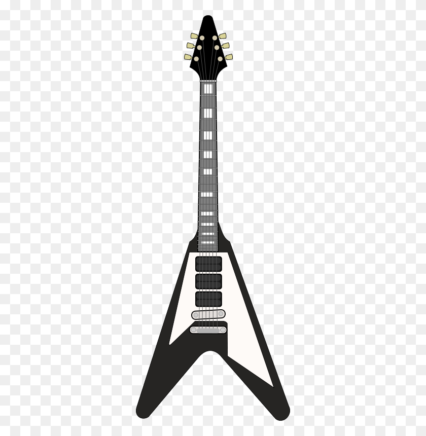 304x800 Guitar Free Stock Clipart - Guitar Black And White Clipart