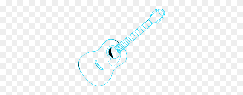 300x270 Guitar Outline Blue Clip Art - Guitar Clipart Outline