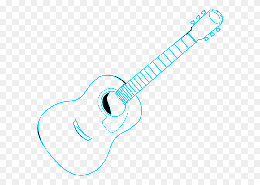 600x540 Guitarra Contorno Azul Clipart - Guitarra Clipart Png