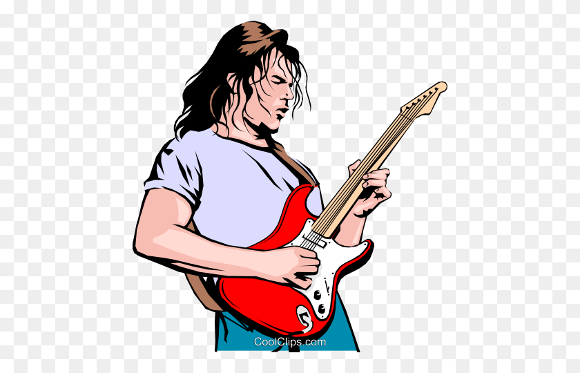 456x480 Guitar Player Royalty Free Vector Clip Art Illustration - Playing Guitar Clipart