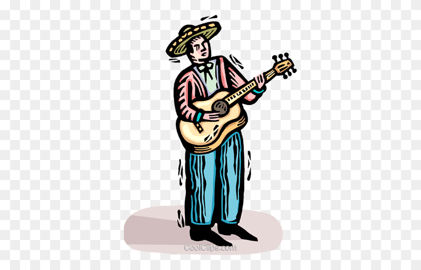 345x480 Guitar Player Royalty Free Vector Clip Art Illustration - Guitar Player Clipart