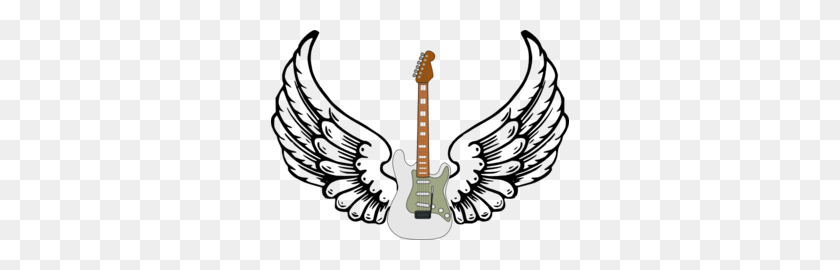 298x210 Guitar With Wings Clip Art - Wings Clipart