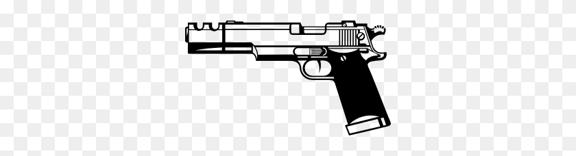 300x168 Gun Clipart Black And White - Rifle Clipart Black And White