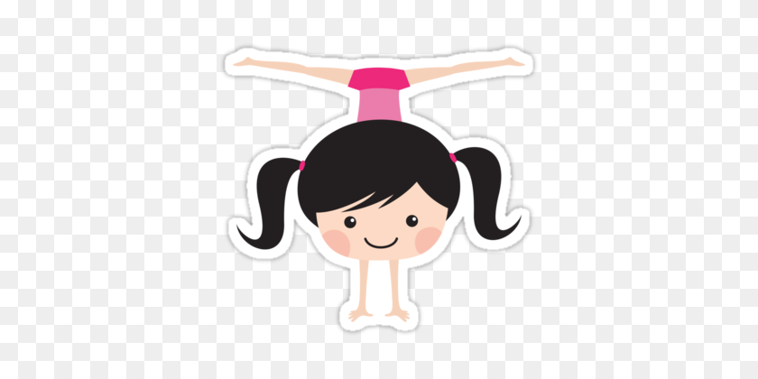 375x360 Gymnast Girl Doing Handstand And Side Splits' Sticker - Handstand Clipart