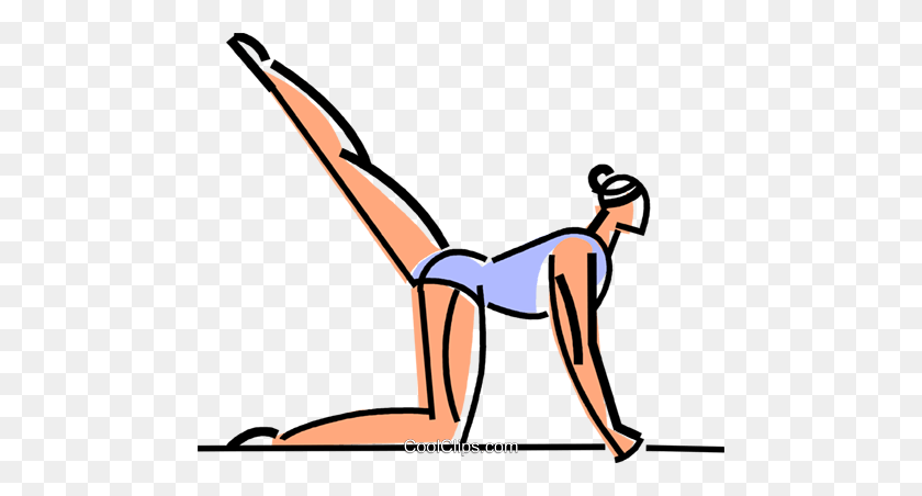 480x392 Gymnast Performing On The Balance Beam Royalty Free Vector Clip - Free Gymnastics Clipart