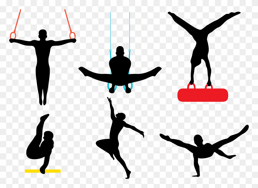 2803x1989 Gymnastics Image Transparent Download Silhouette Huge Freebie - Tumbling Clip Art