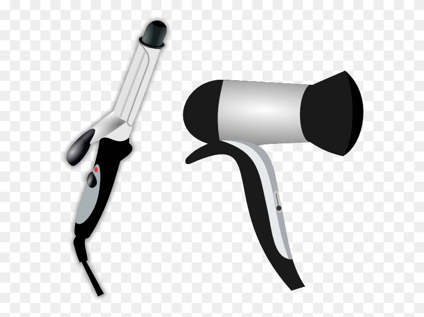 600x568 Hair Iron And Blow Dryer Clip Art - Blow Dryer Clipart