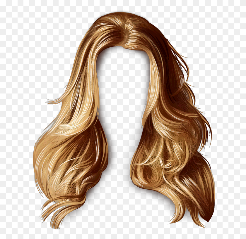 631x758 Hair Wig Blonde Longhair - Blonde Wig PNG