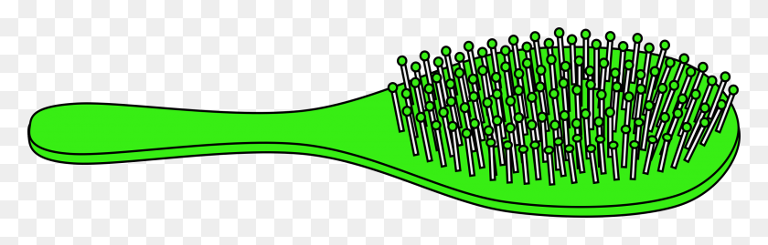 2400x644 Hairbrush Clipart Green, Hairbrush Green Transparent Free - Comb Clipart