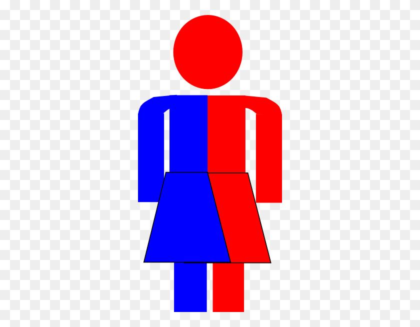 288x594 Half Blue Half Red Stick Figure Woman Clip Arts Download - Man Woman Clipart