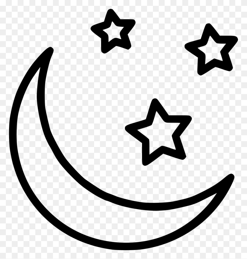 930x980 Half Moon Star Png Icon Free Download - Moon And Stars PNG