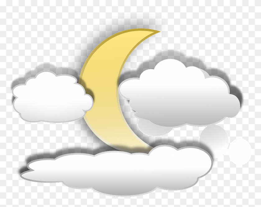 924x720 Half Moon With Clouds Clipart - Sun And Clouds Clipart