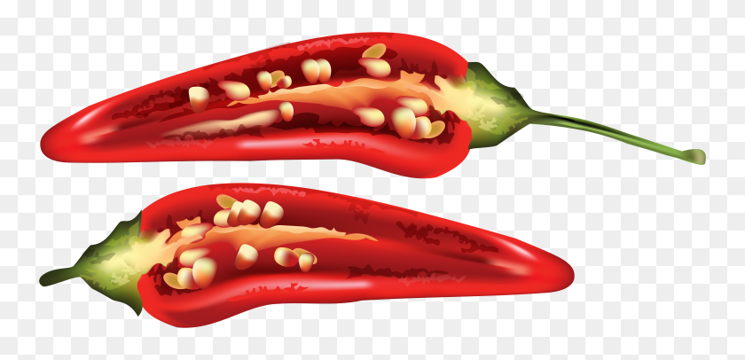 8000x3550 Half Red Chili Pepper Png Clip Art - Peppers PNG