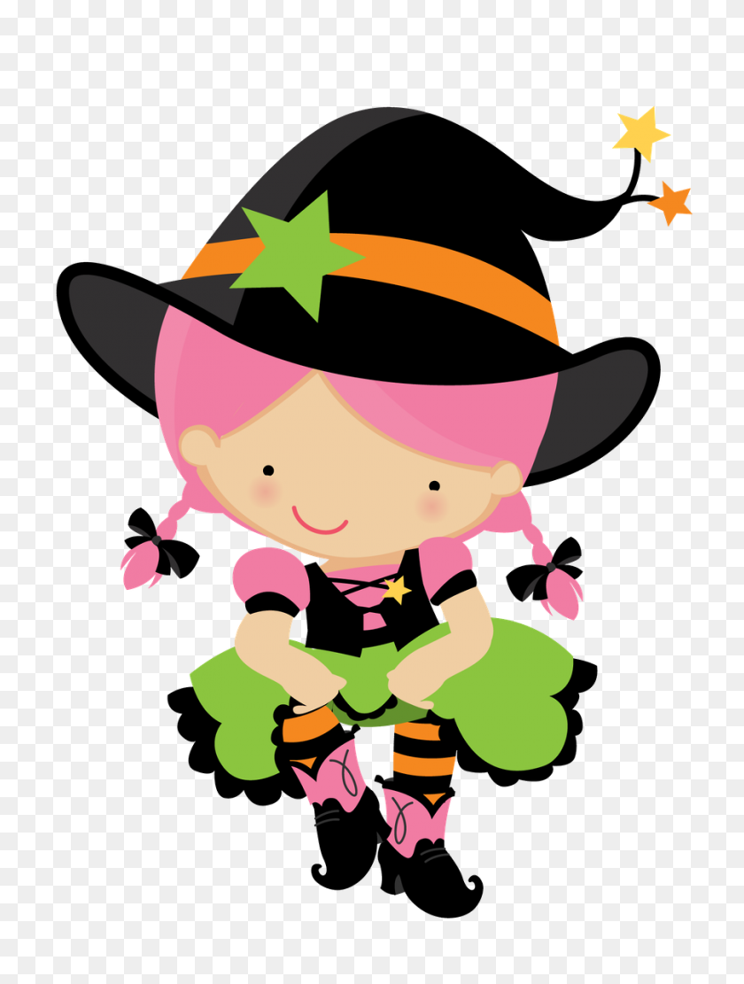 900x1213 Halloween - Cute Witch Clipart