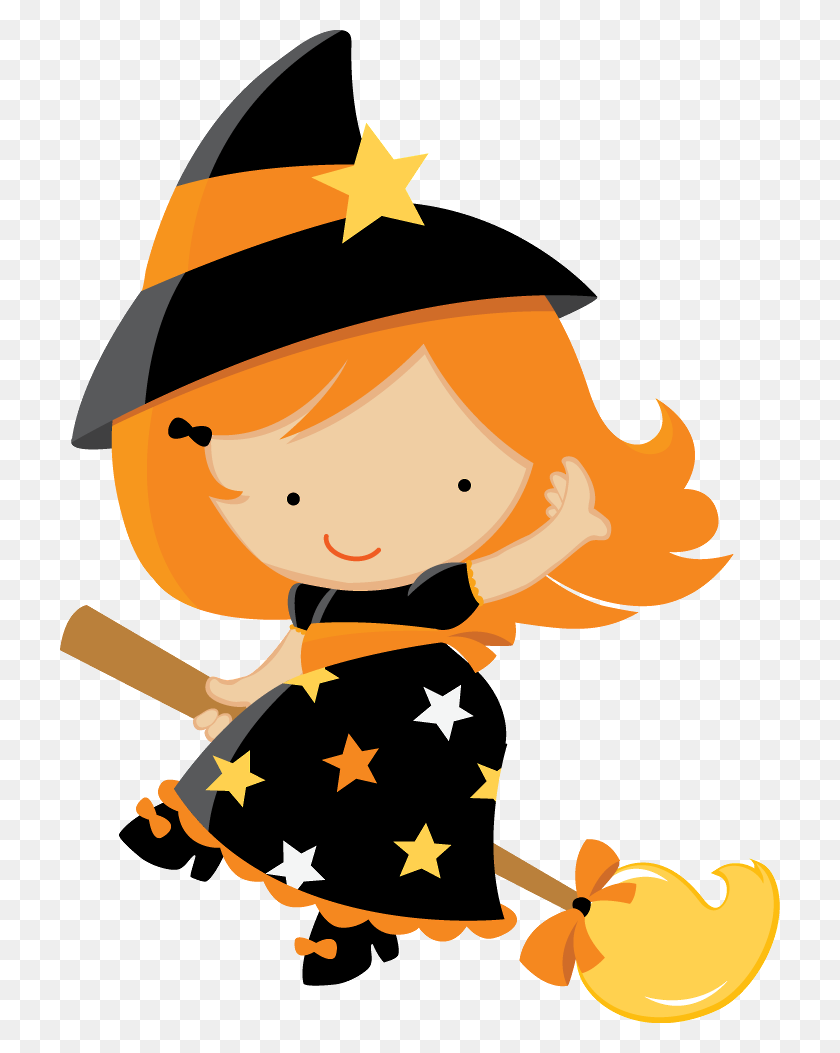720x993 Imágenes Prediseñadas De Bruja Bebé De Halloween Arte Lindo Halloween - Clipart De Truco O Trato Para Niños