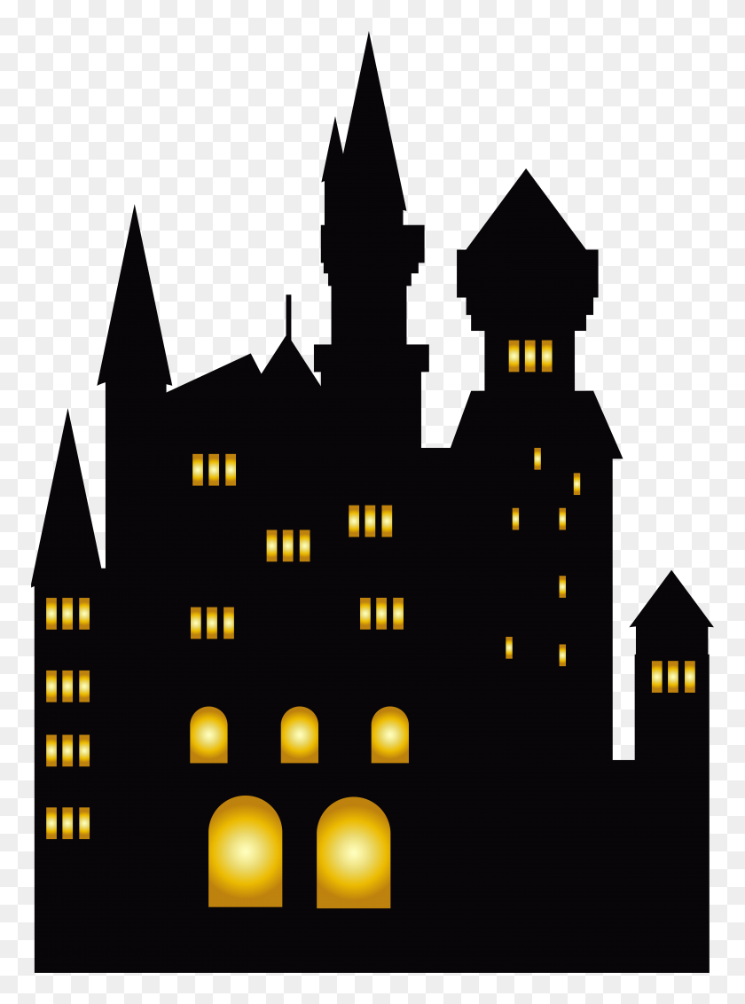 5820x8000 Хэллоуин Черный Замок Картинки - Крыша Клипарт