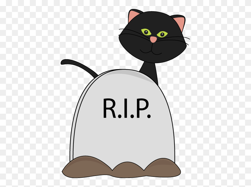 433x565 Imágenes Prediseñadas De Imágenes Prediseñadas De Halloween Black Cat And Rip Tombstone - Silly Turkey Clipart