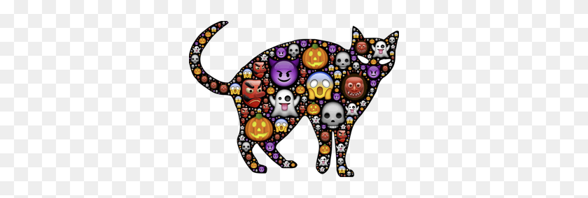 300x224 Halloween Black Cat Clip Art Free - Halloween Banner Clipart