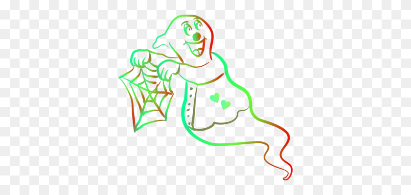 356x340 Halloween Costume Ghost Party Coloring Book - Corner Spider Web Clipart