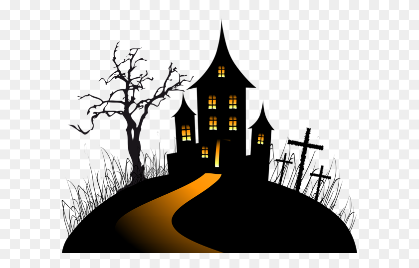 600x478 Halloween Creepy Castle Clip Art Image Png Pictures - Halloween Haunted House Clipart