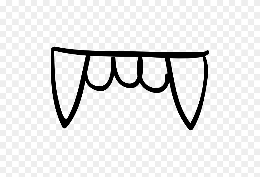 512x512 Halloween Denture Outline With Fangs - Fangs PNG