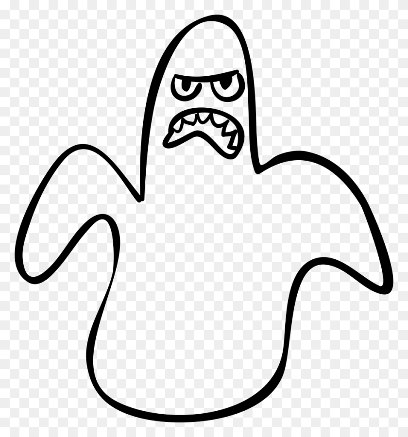 910x980 Halloween Ghost Outline Scary Shape Png Icon Free Download - Halloween Ghost PNG