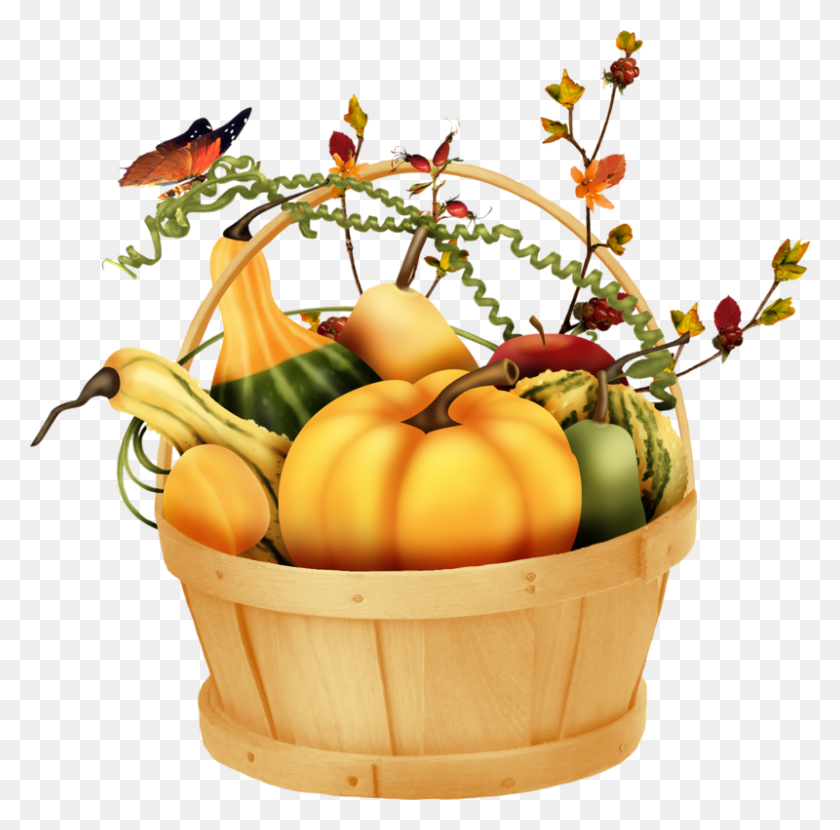 800x790 Halloween Gifs And Scraps Autumn - Thanksgiving Basket Clipart