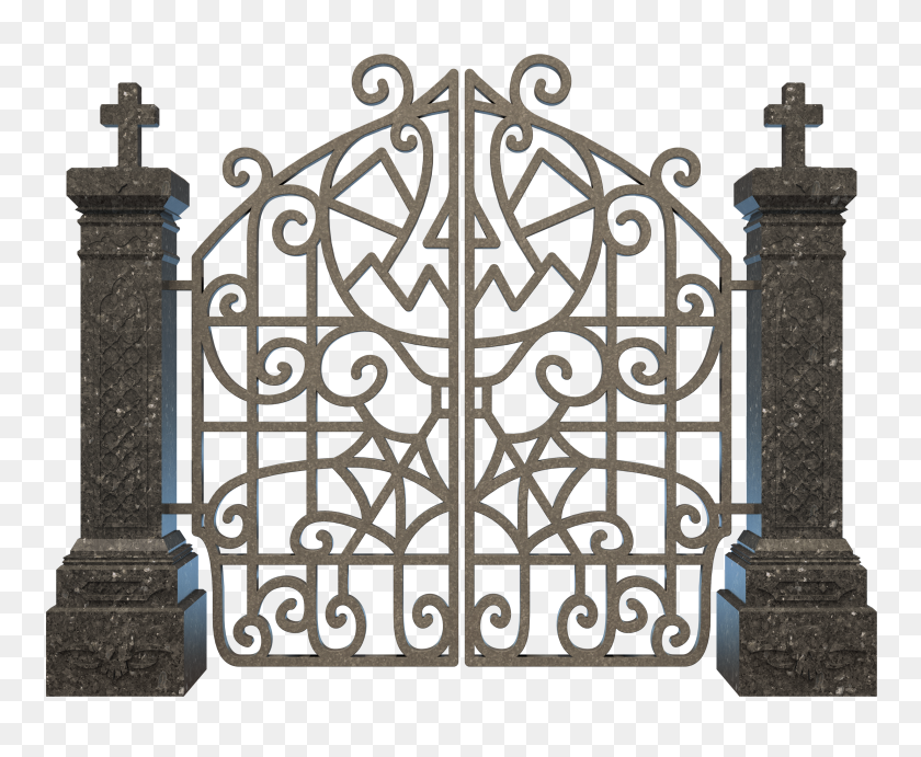 3000x2428 Halloween Cementerio Gate Png Clipart - Gate Png