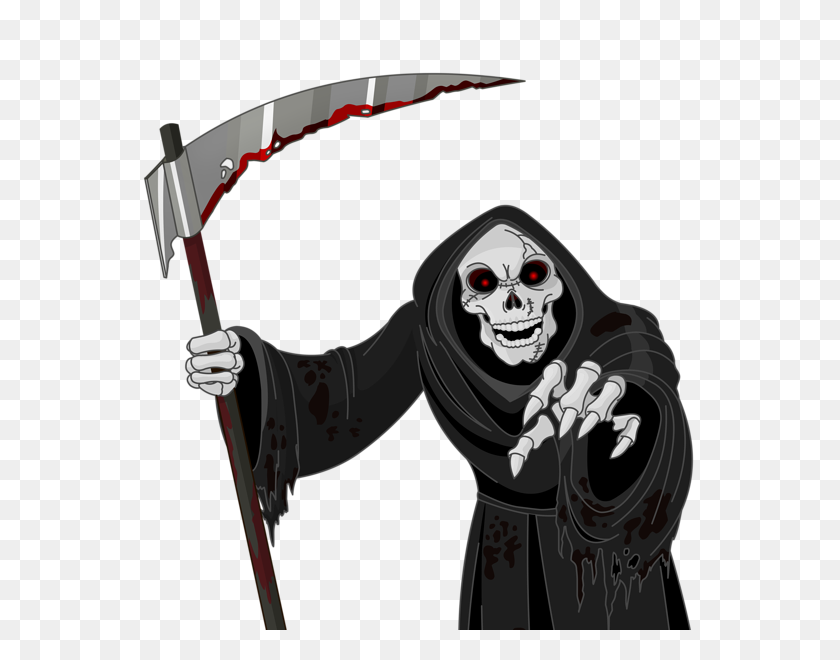 588x600 Хэллоуин В Grim Reaper - Испуганный Человек Клипарт