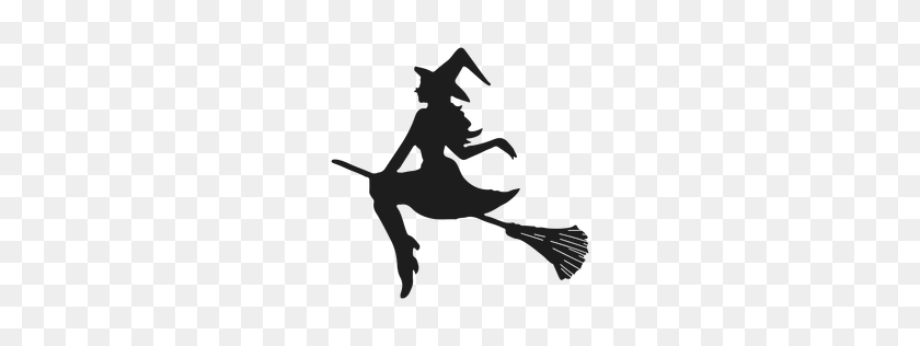 256x256 Halloween Kid Witch Costume Silhouette - Witch Silhouette PNG
