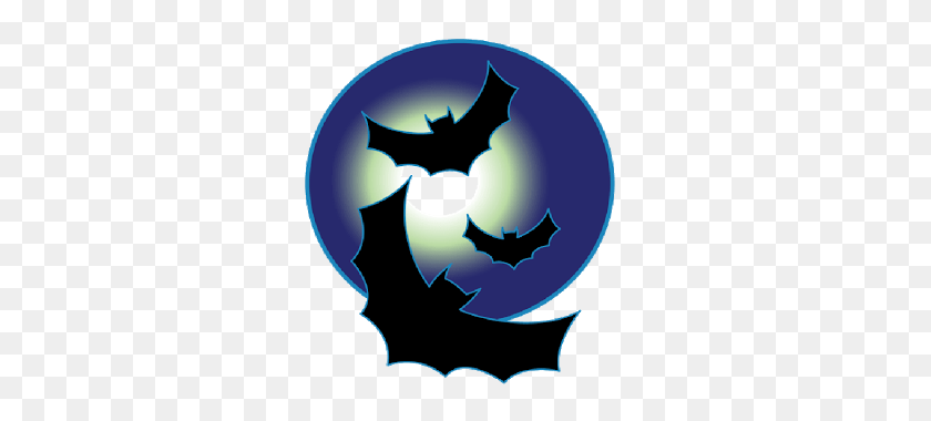 320x320 Halloween Moon With Bats Clip Art Clip Art - Halloween Moon Clipart